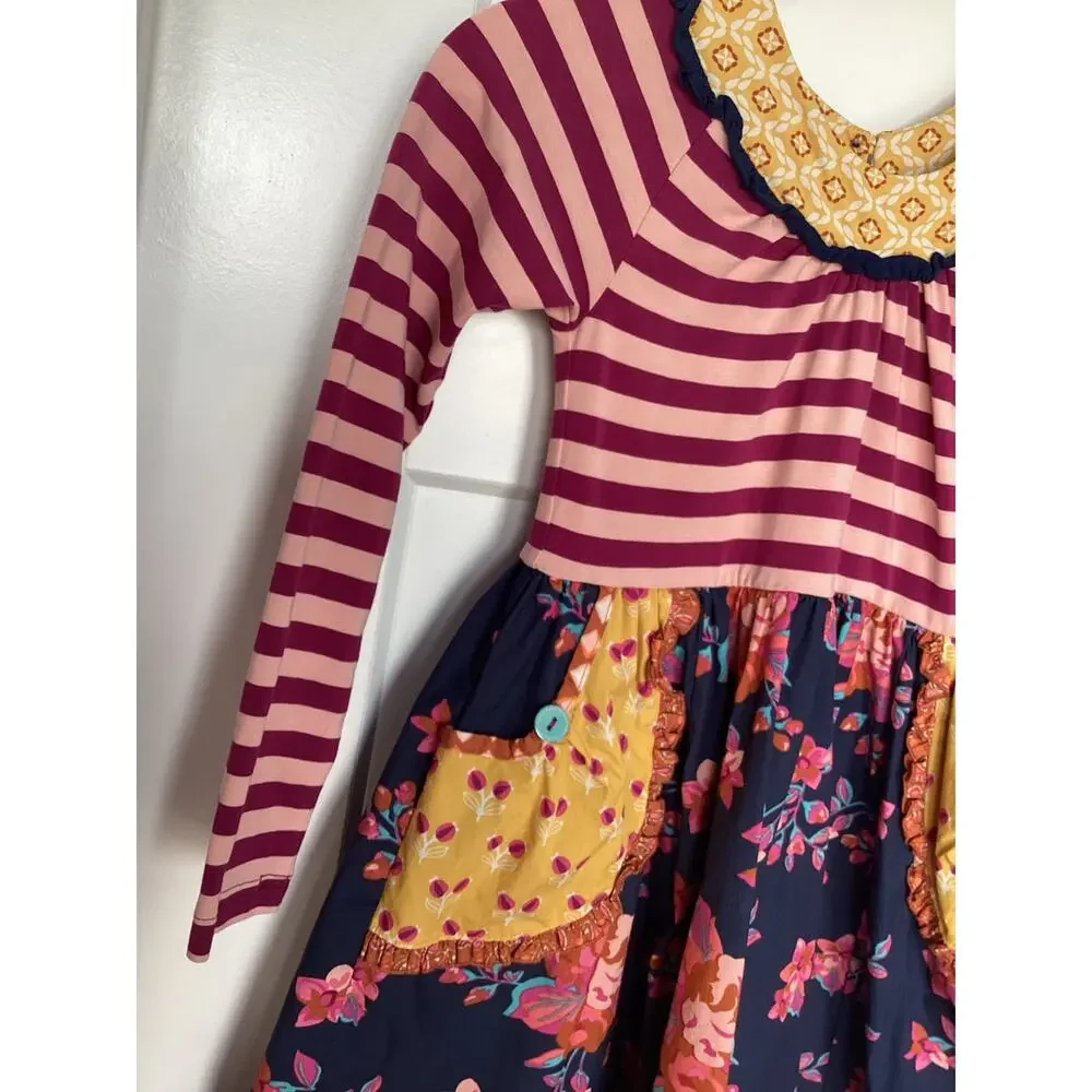 Wildflowers‎ Pink Yellow Floral Dress Girls Size 10 long sleeve